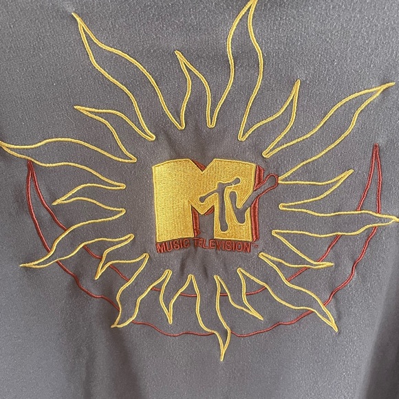 Vintage MTV Sun Logo Gray Pullover Hoodie Sweatshirt XL Fleece Lined Unisex - Picture 6 of 6